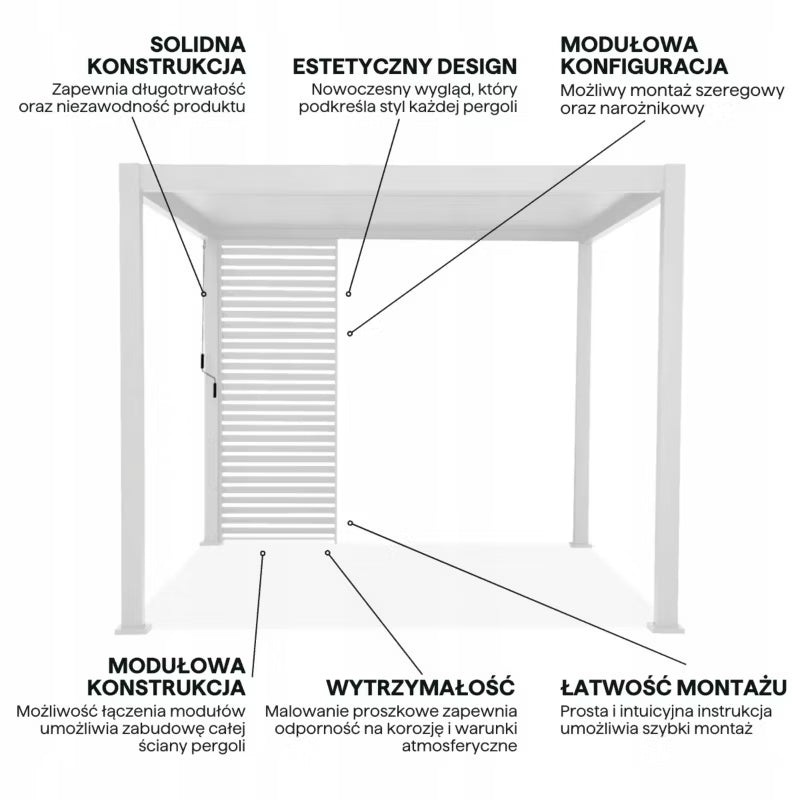 Jalousipanel til Pergola 3m 93x236 cm Hvid Aluminium