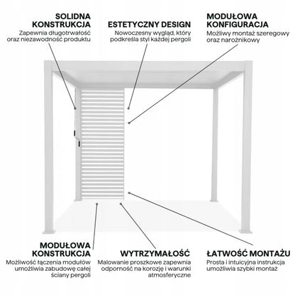 Jalousipanel til Pergola 3m 93x236 cm Hvid Aluminium