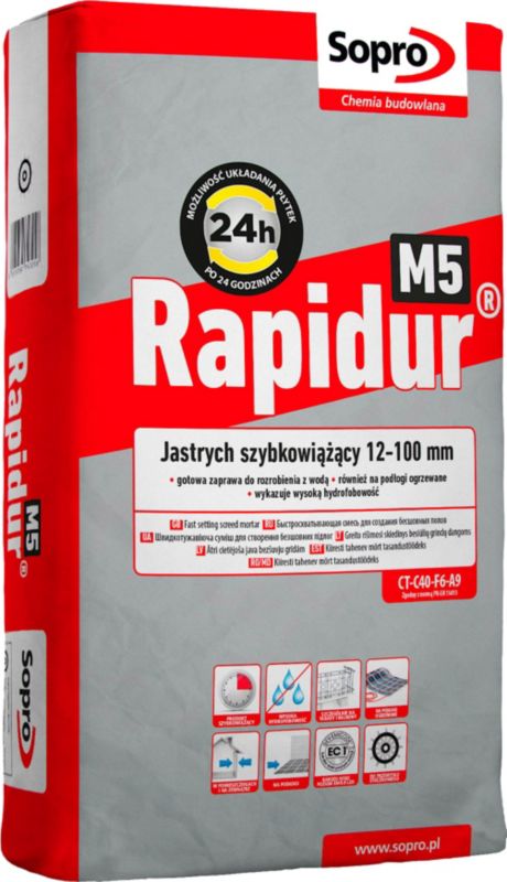 Sopro Rapidur M5 hurtighærdende gulvspartelmasse 12-100 mm 25 kg