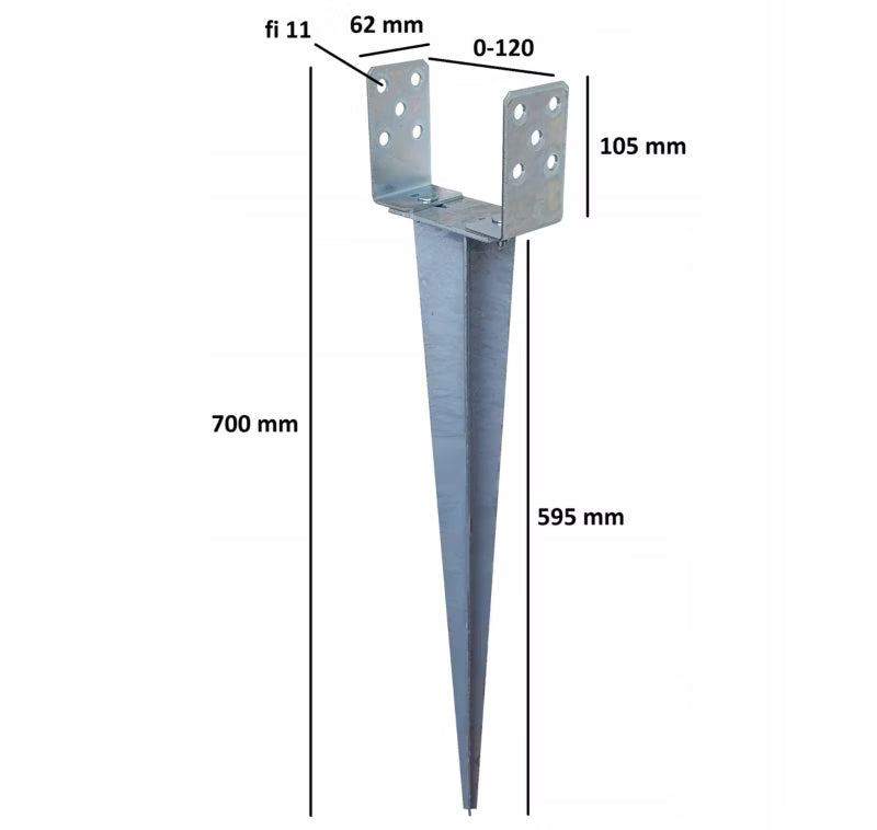 Jordspyd Justerbar 0-120 mm Galvaniseret Stål 2 stk.