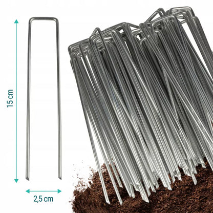 Jordspyd til Ukrudtsdug 15x2,5 cm Galvaniseret Stål 100 Stk.