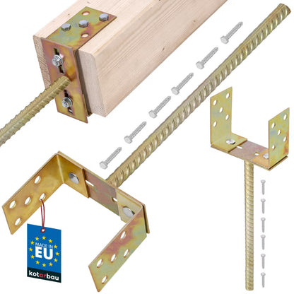 Justerbar Stolpebærer 0-160 mm med Spyd 400 mm Gulgalvaniseret