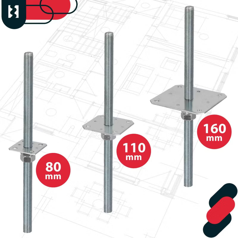 Justerbar Stolpebærer 80x80x500 mm Galvaniseret Stål