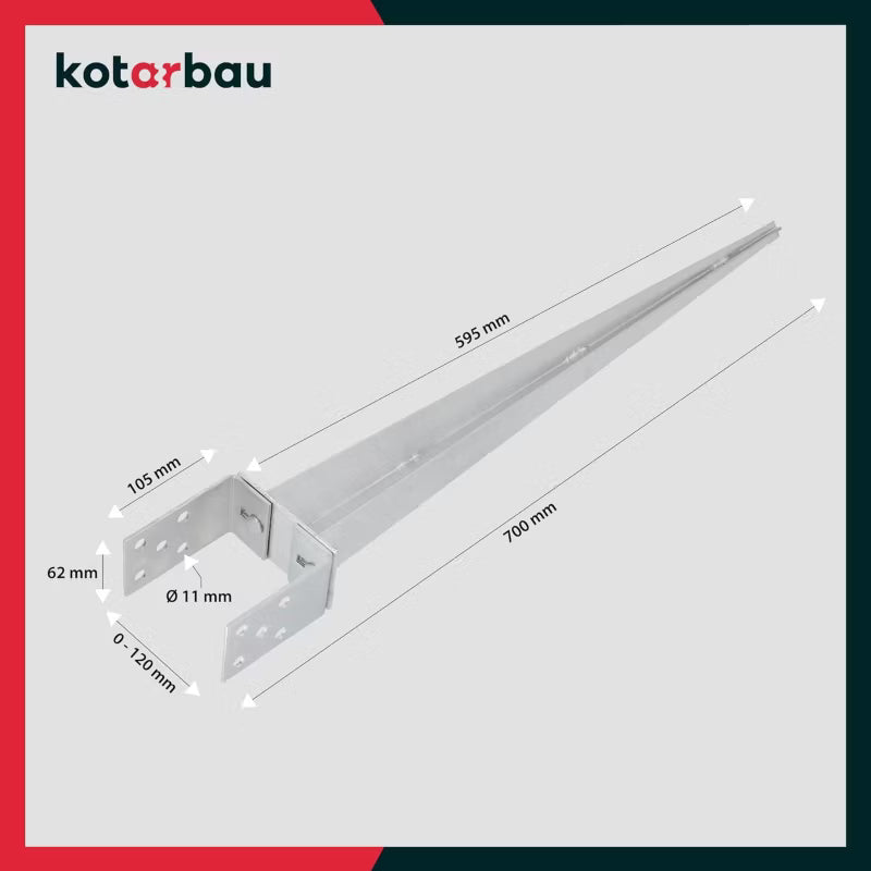 Justerbar Stolpespyd 0-120 mm Galvaniseret Stål 2 stk.