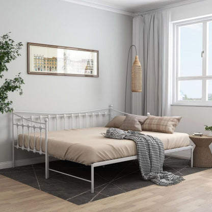Sovesofa Med Udtrukket Seng 206x184 cm Hvid Metal