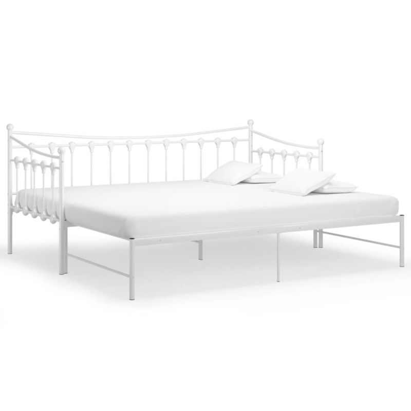Sovesofa Med Udtrukket Seng 206x184 cm Hvid Metal