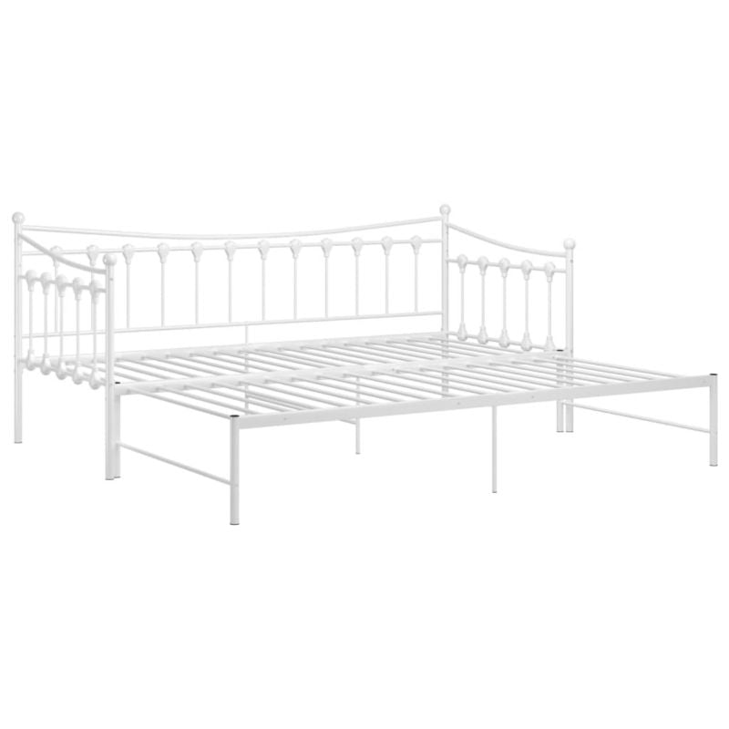 Sovesofa Med Udtrukket Seng 206x184 cm Hvid Metal