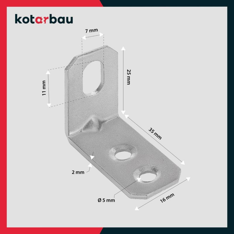 KOTARBAU tømrer-vinkelbeslag 25x35x16 mm, 25 stk.