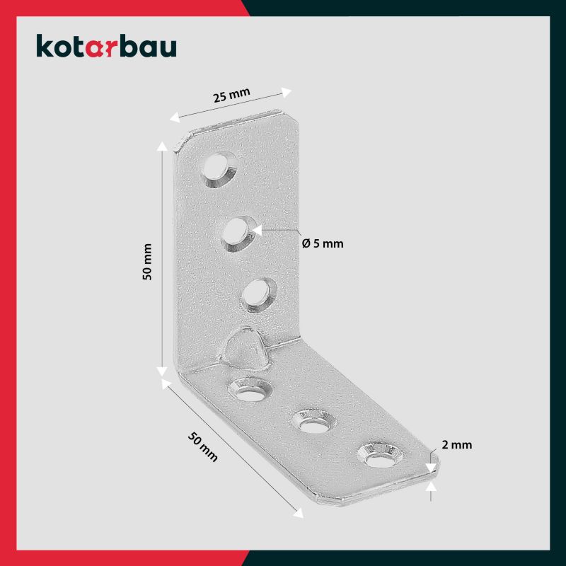 Konstruktionvinkel KOTARBAU møbelbeslag 50x50x25 mm, 50 stk.