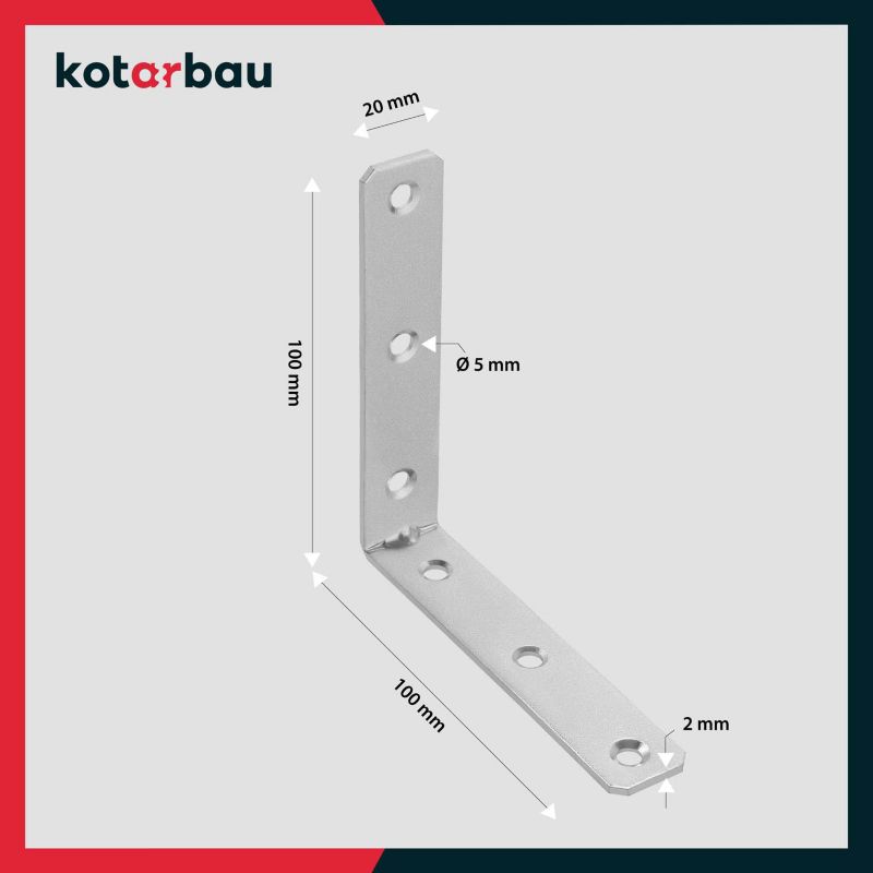 Konstruktionvinkel KOTARBAU til møbler 100x100x20 mm, 25 stk.