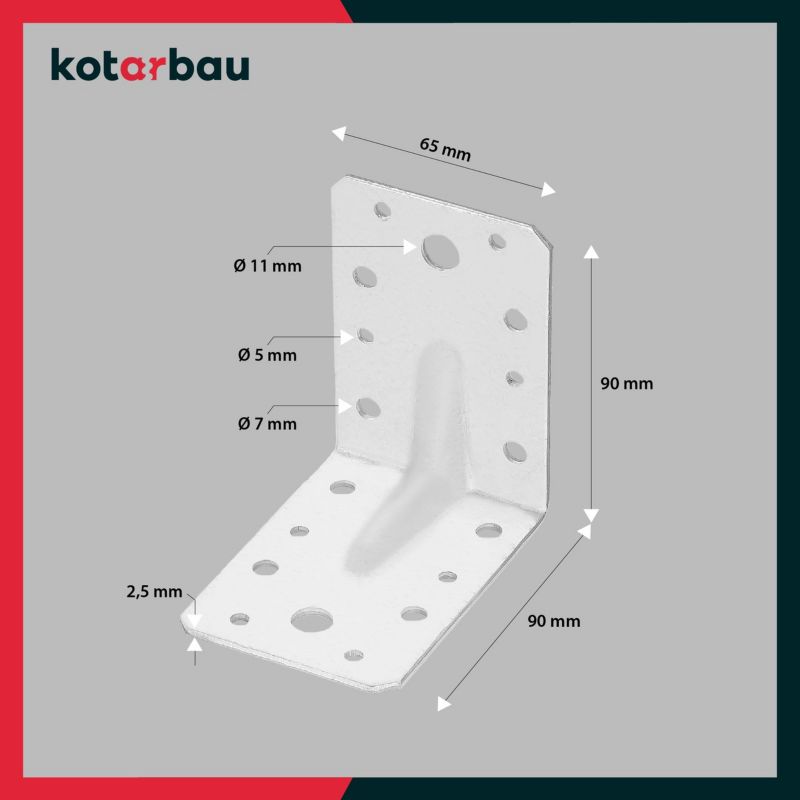 Konstruktionvinkel KOTARBAU til møbler 100x100x20 mm, 25 stk.