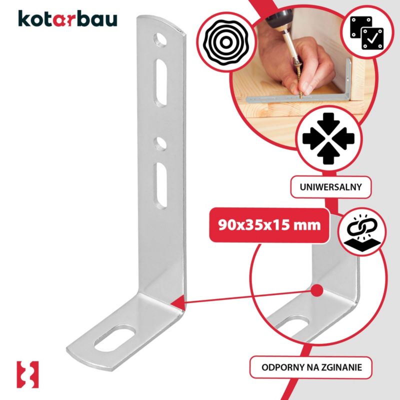 KOTARBAU tømrer-vinkelbeslag 90x35x15 mm, 25 stk.