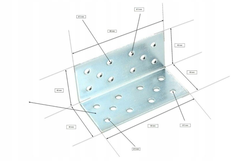 Konstruktion vinkelbeslag KOTARBAU til montering 40x40x80 mm 25 stk.