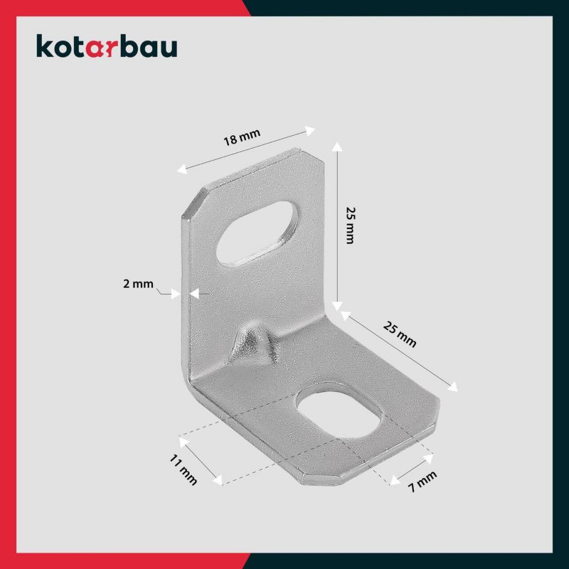 Justerbar møbelvinkel KOTARBAU 25x25x18 mm, 25 stk.