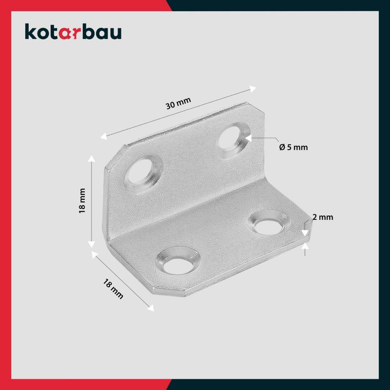 KOTARBAU byggemontage vinkelbeslag 18x18x30 mm, 100 stk.