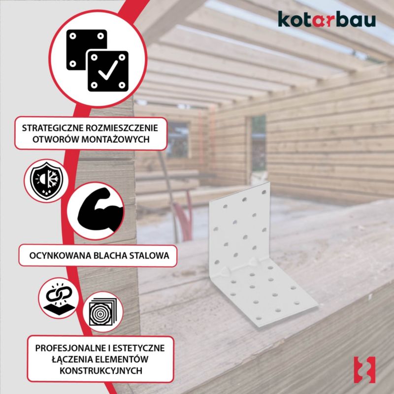 Konstruktionsvinkelbeslag KOTARBAU 80x80x60 mm, 12 stk.