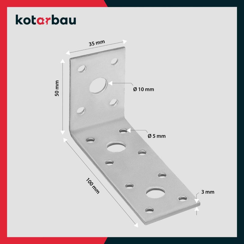 KOTARBAU tømrerbeslag vinkelbeslag 100x50x40 mm, 25 stk.