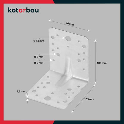 KOTARBAU tømrer-vinkelbeslag 105x105x90 mm, 12 stk.