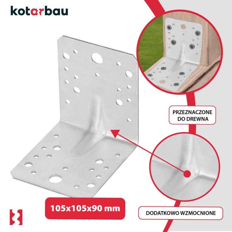KOTARBAU tømrer-vinkelbeslag 105x105x90 mm, 12 stk.