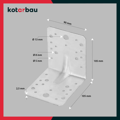 KOTARBAU tømrerbeslag vinkelbeslag 105x105x90 mm, 25 stk.