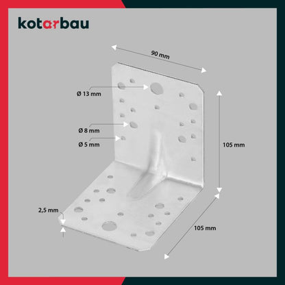 KOTARBAU tømrer-vinkelbeslag 105x105x90 mm, 50 stk.