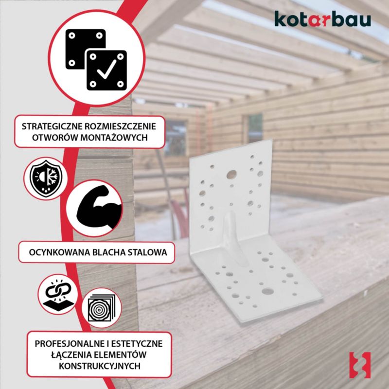 Vinkelbeslag KOTARBAU tømrer 130x130x100 mm 12 stk.