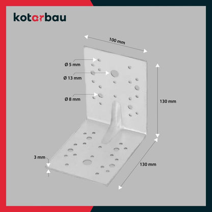 Vinkelbeslag KOTARBAU tømrer 130x130x100 mm 12 stk.