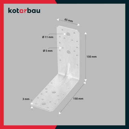 KOTARBAU tømrerbeslag vinkelbeslag 150x150x65 mm 50 stk.