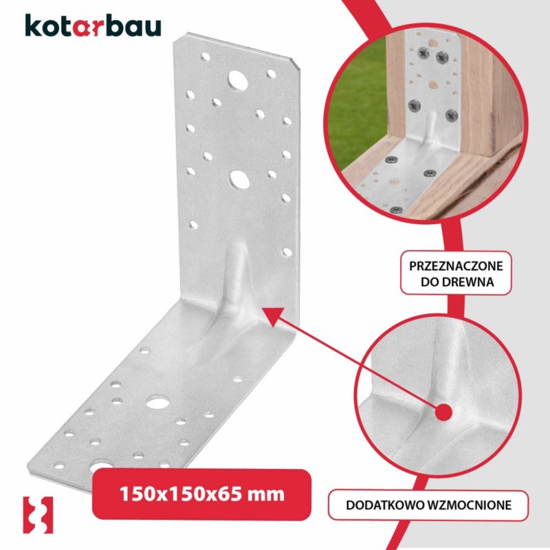 KOTARBAU tømrerbeslag vinkelbeslag 150x150x65 mm 50 stk.