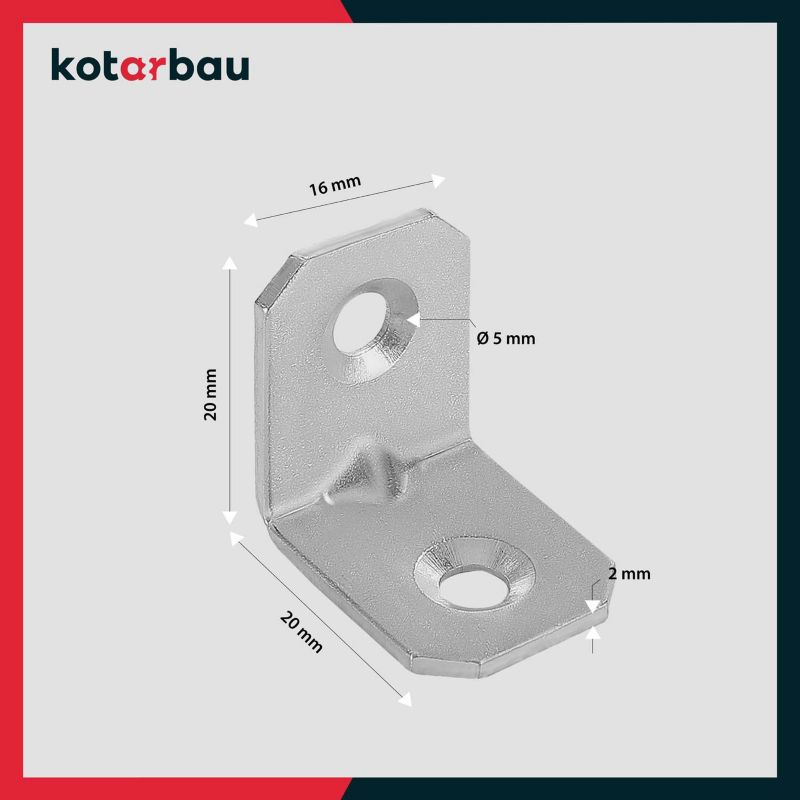 KOTARBAU tømrer-vinkelbeslag 20x20x16 mm 100 stk