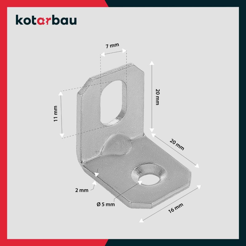 KOTARBAU tømrerbeslag 20x20x16 mm, 25 stk.