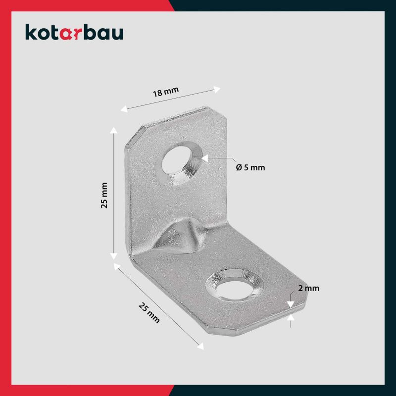 KOTARBAU tømrerbeslag vinkelbeslag 25x25x18 mm, 25 stk.