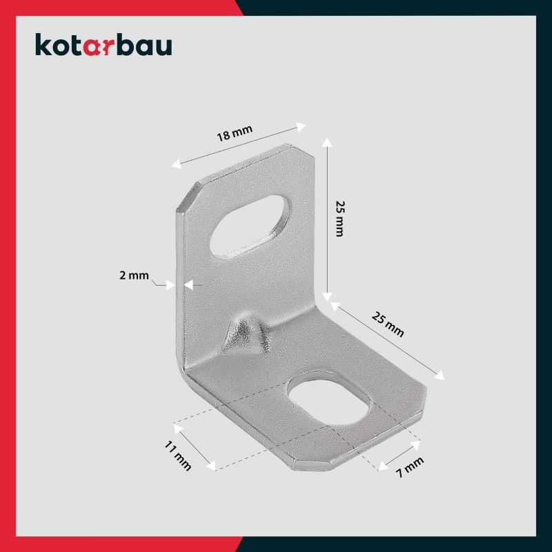 KOTARBAU tømrerbeslag vinkelbeslag 25x25x18 mm, 50 stk.