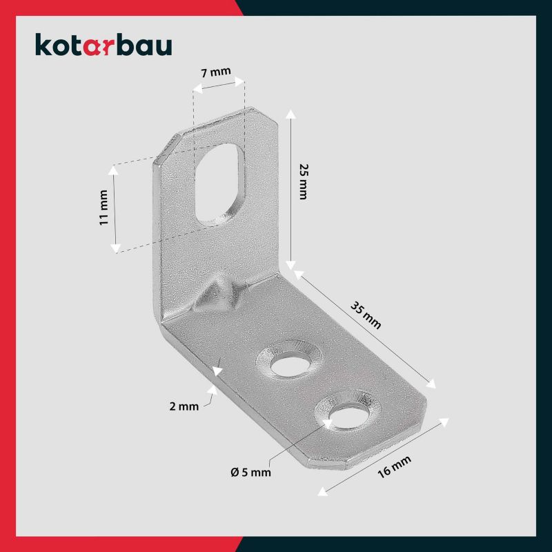 KOTARBAU tømrerbeslag vinkelbeslag 25x35x16 mm, 50 stk.