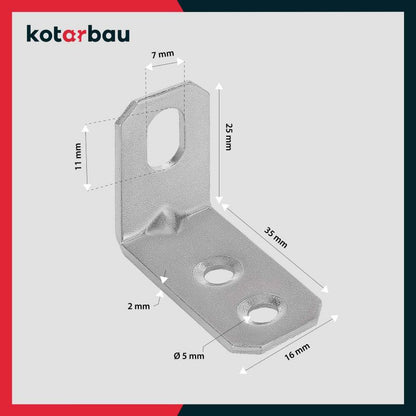 KOTARBAU tømrerbeslag vinkelbeslag 25x35x16 mm, 50 stk.