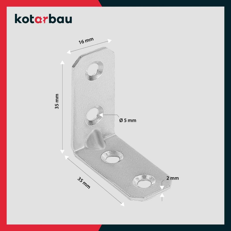 KOTARBAU tømrerbeslag vinkelbeslag 35x35x16 mm, 50 stk.