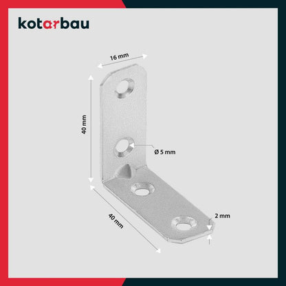 KOTARBAU tømrerbeslag vinkelbeslag 40x40x16 mm, 50 stk.