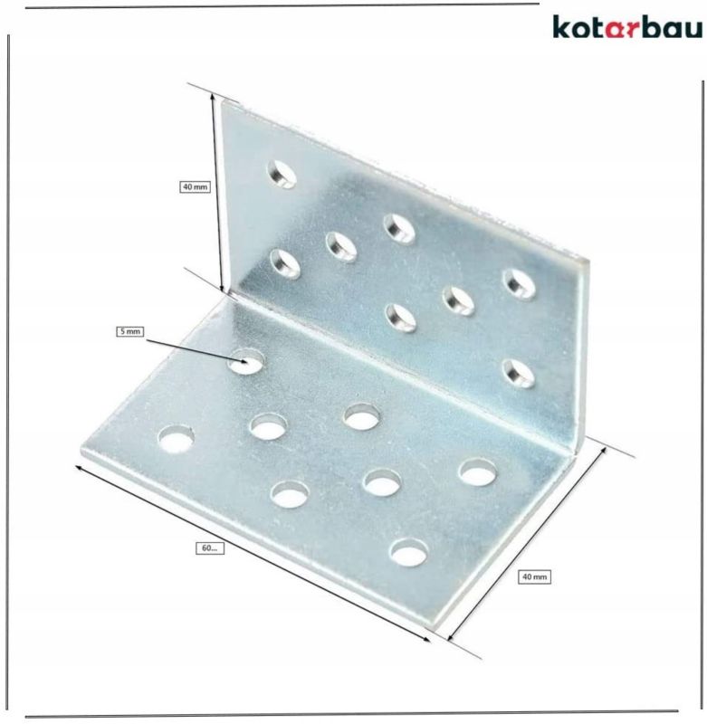 KOTARBAU tømrerbeslag vinkelbeslag 40x40x60 mm, 25 stk.