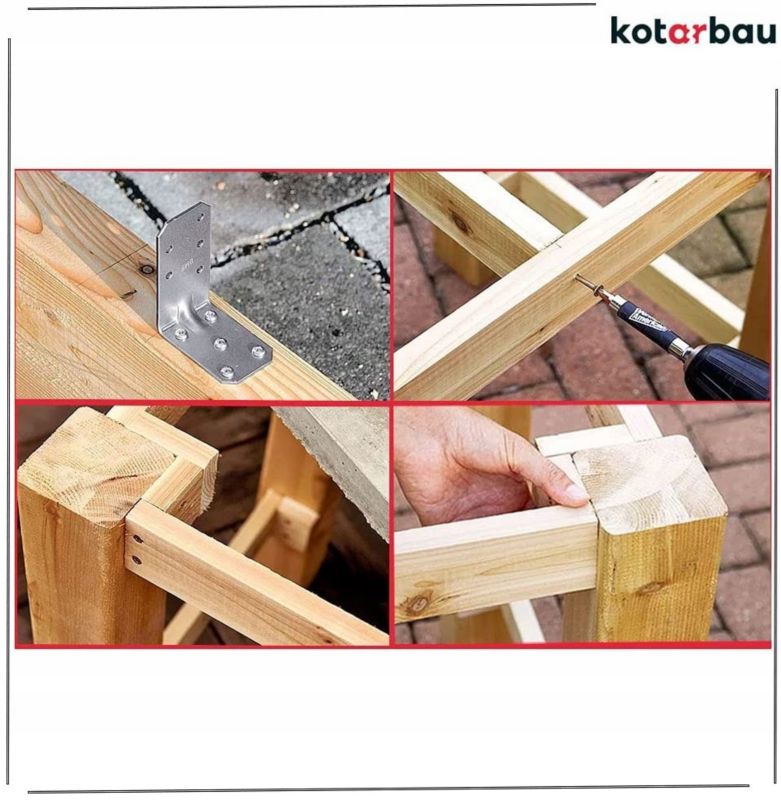 KOTARBAU tømrerbeslag vinkelbeslag 40x40x60 mm, 25 stk.