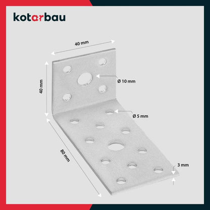 KOTARBAU tømrerbeslag vinkelbeslag 40x80x40 mm, 50 stk.