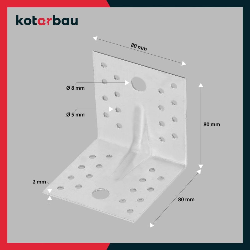 Konstruktionsvinkelbeslag KOTARBAU 40x80x40 mm, 25 stk.