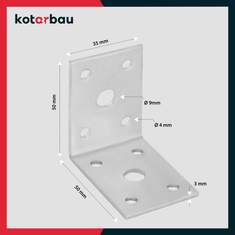 KOTARBAU tømrerbeslag vinkelbeslag 50x50x35 mm, 100 stk.