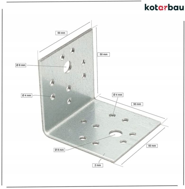 KOTARBAU tømrerbeslag vinkelbeslag 50x50x50 mm, 25 stk.