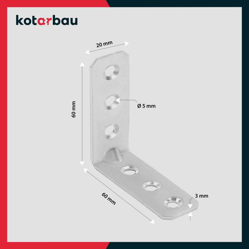 KOTARBAU tømrerbeslag vinkelbeslag 60x60x20 mm 50 stk.