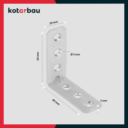 KOTARBAU tømrerbeslag vinkelbeslag 60x60x20 mm 50 stk.