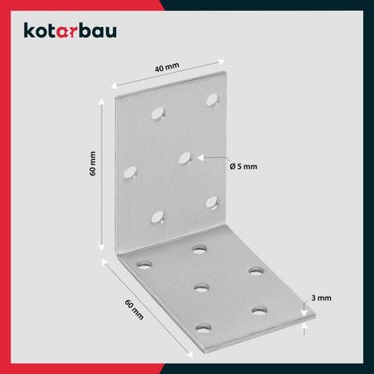 KOTARBAU tømrerbeslag vinkelbeslag 60x60x40 mm, 50 stk.
