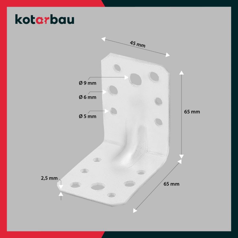 KOTARBAU tømrerbeslag vinkelbeslag 60x60x45 mm, 12 stk.