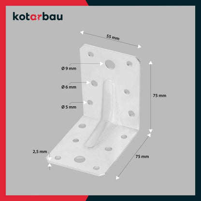 KOTARBAU vinkelbeslag til tømrerarbejde 75x75x55 mm, 12 stk.