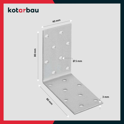 KOTARBAU tømrerbeslag vinkelbeslag 80x80x40 mm, 100 stk.
