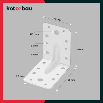 KOTARBAU tømrer-vinkelbeslag 90x90x65 mm, 12 stk.